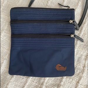Dooney and Bourke nylon North South triple zip crossbody navy/black bag